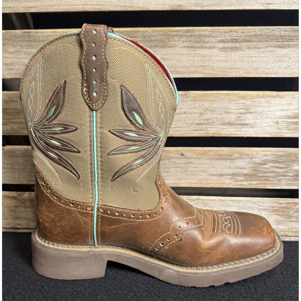 Justin Gypsy L9536 Womens 7.5 B Brown Leather Square Toe Western Work Boots - Picture 6 of 13